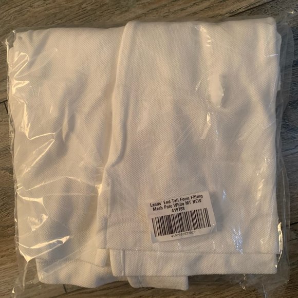 NWT LANDS'‎ END FORM FITTING WOMEN'S MESH POLO SHIRT WHITE MT (MEDIUM TALL) - Picture 10 of 12